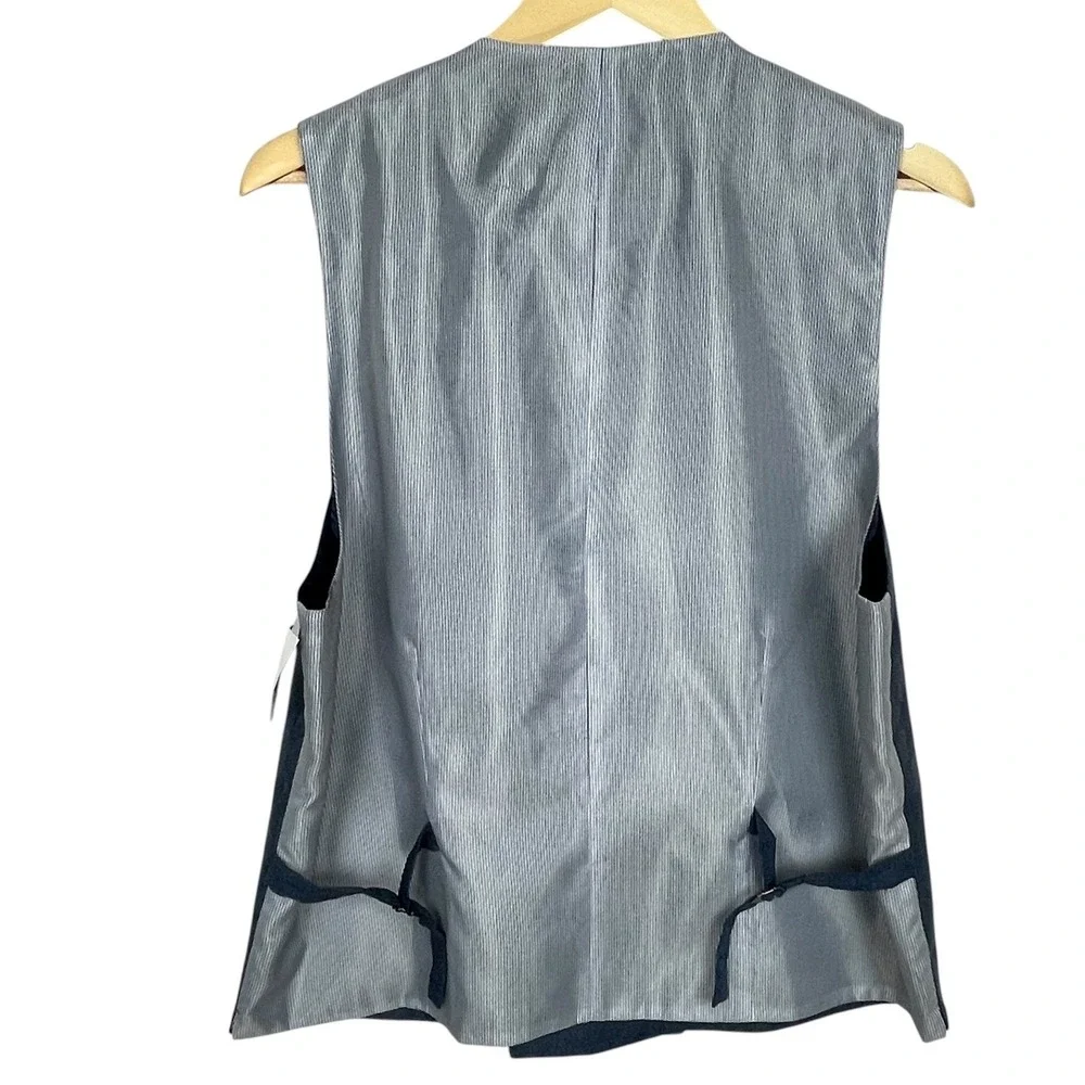 Joseph Abboud Mens Blue 100% Linen Double Breasted Vest XL Tailored Wedding NWT